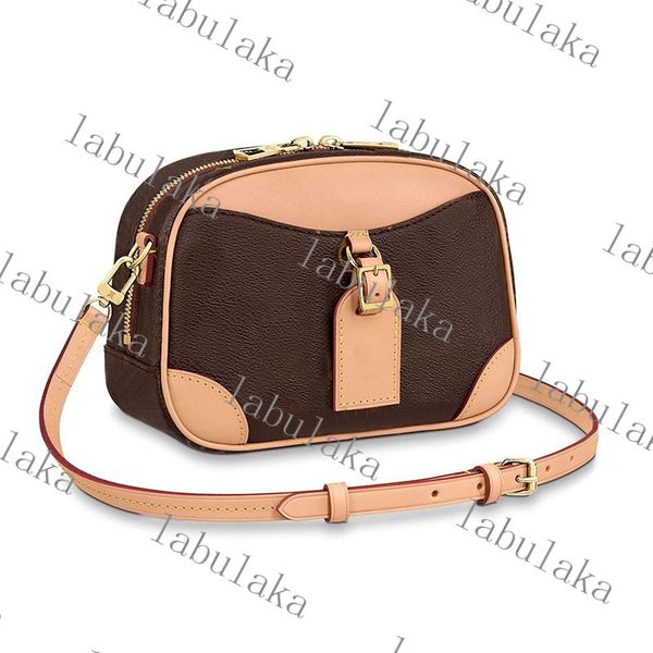 

m45528 calf leather women mini handbag canvas crossbody evening bag lady purse adjustable strap adorable camera shoulderbag with box