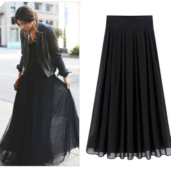 

spring summer women high waist skirt mesh pleated skirt 2021 fashion ladies casual street clubwear plus size1, Black