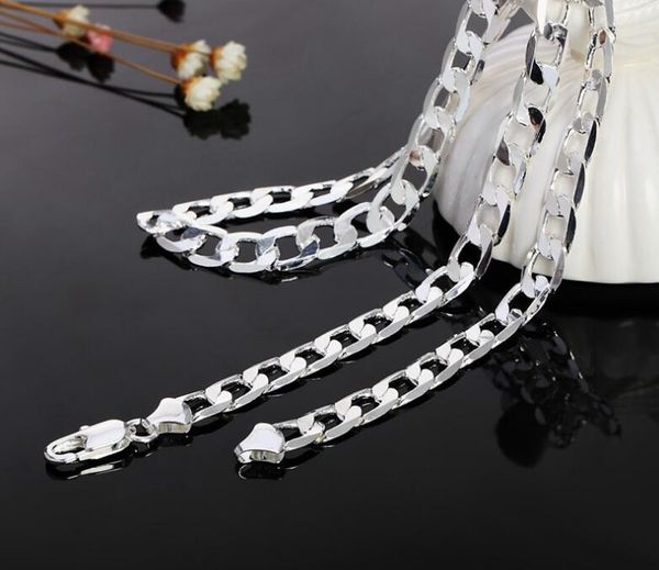 

fashion classic 20inches 24inches 10mm cuban chains mark 925 silver plated domineering men necklace
