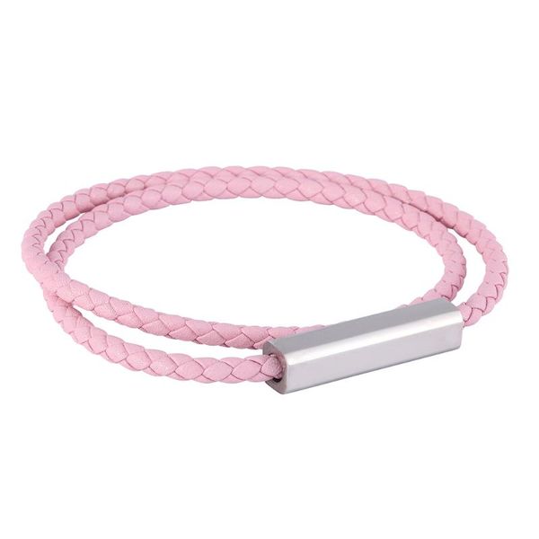 

charm bracelets trendy pink leather women magnetic clasp multilayer braided rope for female jewelry bb0618, Golden;silver