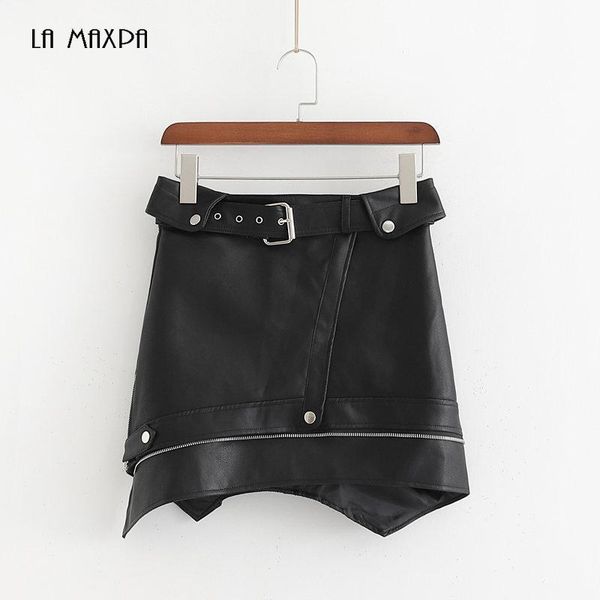 

skirts faux leather mini skirt women's zipper punk rock waist streetwear 2021 black high women