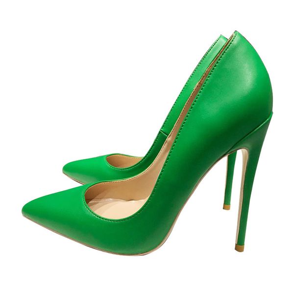 

gratuito o envio de mulheres senhora verde couro poined toes saltos finos rasos stiletto salto alto bombas sapatos simples 9aue, Black