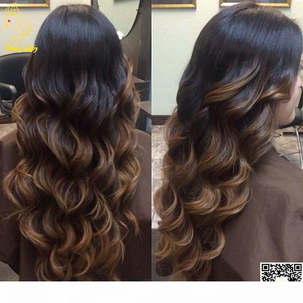 

two tone brazilian human hair full lace wig wet and wavy lace front human hair ombre wigs with bleached knots baby hair, Black;brown