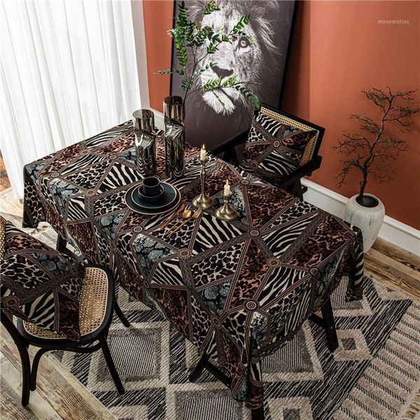 

leopard zebra printed geometric tablecloth rectangular table cloth american country style dinner table cover1