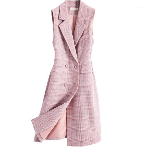 

plus size 3xlplaid fashion suit sleeveless vest women spring autumn new double-breasted waistcoat1, Black;white