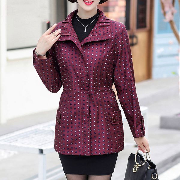 

middle-aged mother's spring coat stylish and elegant jacket, temperament women's loose big size windbreaker outerwear fall k170, Tan;black