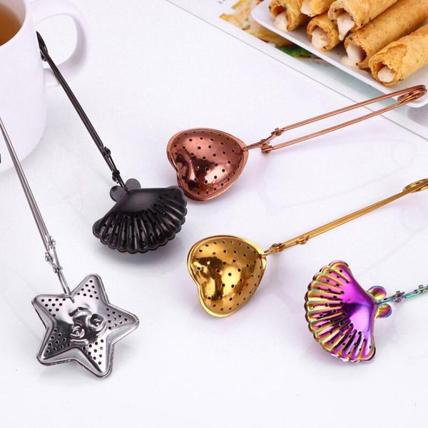 

stainless steel strainers transer shell heart shape mesh infuser steeping loose leaf tea reusable metal tool accessories dhbe1885