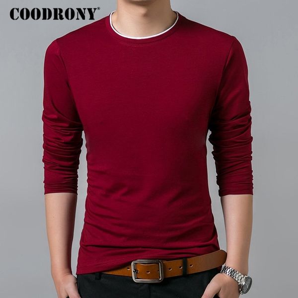 

coodrony t shirt men autumn casual all-match long sleeve o-neck t-shirt men brand clothing soft cotton tee shirts 8617 201203, White;black