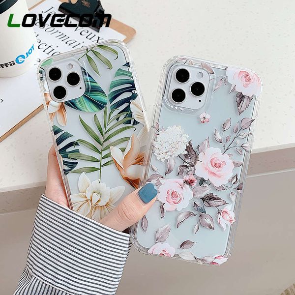 

lovecom vip case, with leaf and flower pattern, transparent, soft, imd, 2 in 1, suitable for vip 12, 11 pro, xr, xs, max, 7, 8 plus