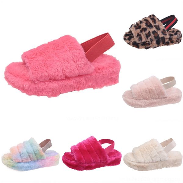 

bw0 comfortable plush slipper minion open toe air breathable home women indoor plush slippers flat shoes new fur cross slippers new winter, Black