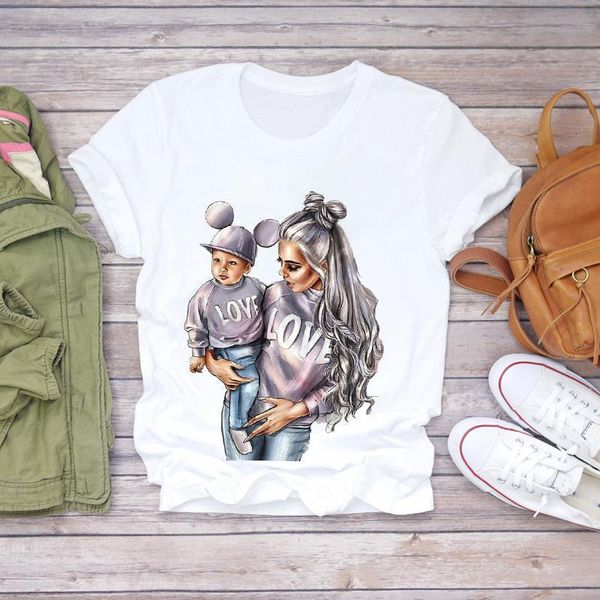 

women 2020 cartoon super mom life momlife summer print lady t-shirts t shirt womens kawaii harajuku t-shirt ladies, White