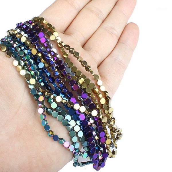 

other natural stone 4mm hematite colorful plating round hexagonal beads jewelry making diy necklace bracelets earrings accessories1