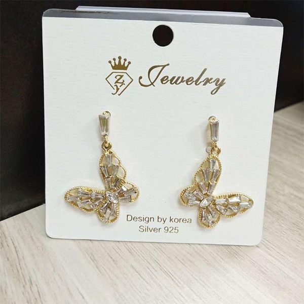 

new rhinestone crystal statement geometric earrings for women gold butterfly hanging dangle drop earing female jewelry 2021, Silver