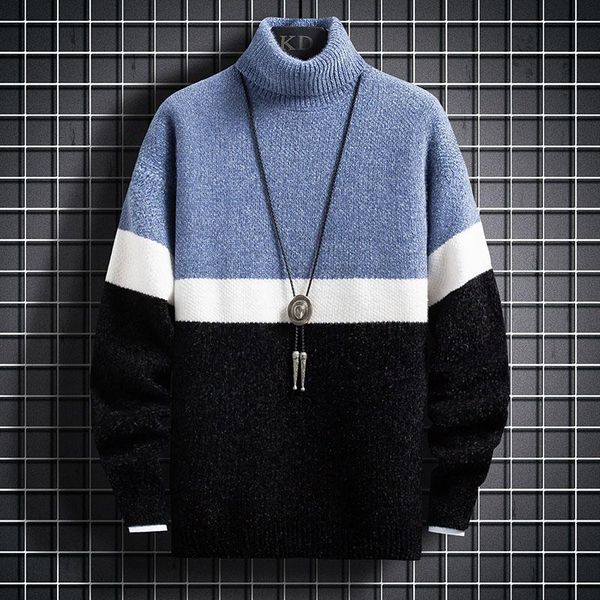 

men's sweaters winter mens christmas jumper turtleneck sweater men clothes fashion knitted male pullover thick warm pull homme, White;black