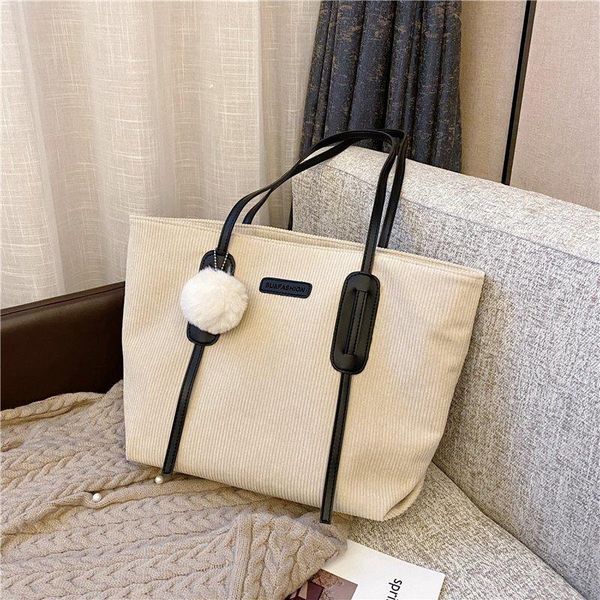 

large capacity corduroy tote bags 2020 winter shoulder bag for women solid casual or travel bags anticlassic shopping