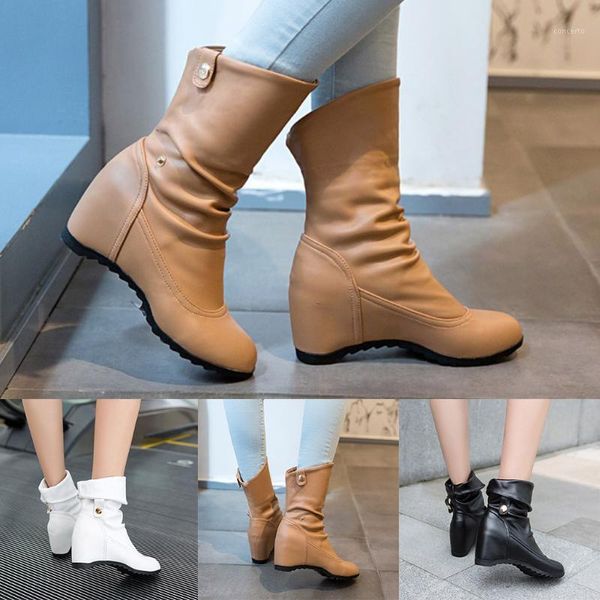 

3colors women spring fashion solid boots ankle autumn winter office ladies boots 2020 sell pu soft female1, Black