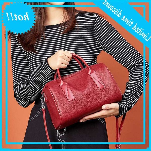 

2021 new pillow women's casual boston japanese korean handbag soft leather shoulder bag fashion