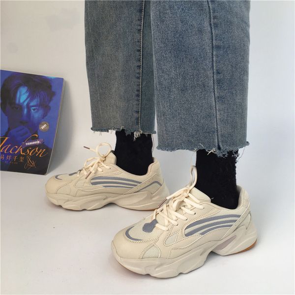 

men's show feet little dad ins super casual korean version of ulzzang sports shoes female students, Black