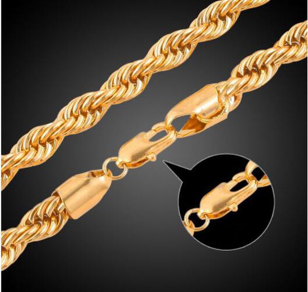 

bracelets 18k gold plated chain twist rope 3mm 4mm hip hop link bangle for men women vintage statement bracelet jewe, Black