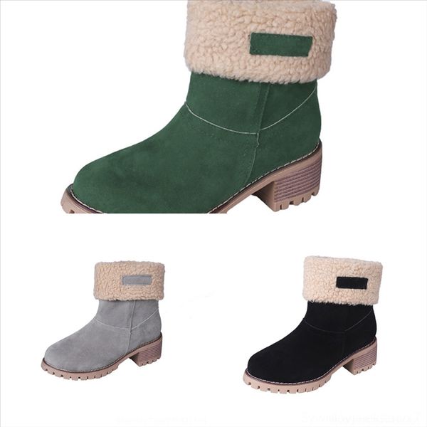 

f9z5 and fashion snow boot woman leather new lady soles comfortable breathable leisure heavy-duty, Black