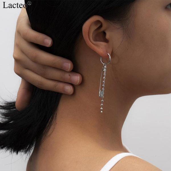 

lacteo 2 style neo gothic lock paper clip drop earrings for women fashion unusual earrings party jewelry accessories gifts, Silver