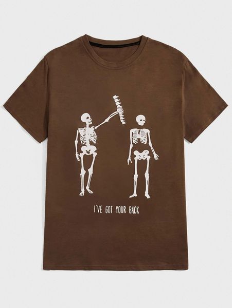 

romwe guys skeleton slogan graphic tee i3rz#, White;black