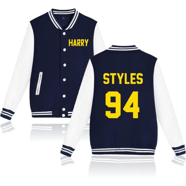

harry styles 94 fashion sport hip hop men women baseball jacket pocket button casual long sleeve hoodies jackets sweatshirt, Black;brown