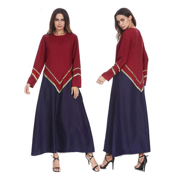 

color gold fashion matching loose large bar drs robe women's muslim 1231#, Black;gray