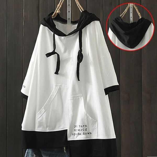 

2020 o neck 100% cotton hoodie t shirt woman summer short sleeve shirt woman t-shirt loose korean style plus size women shirts, White