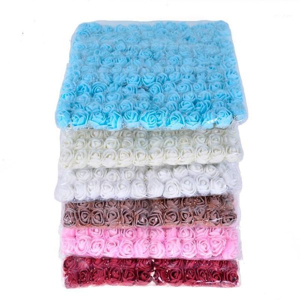 

144pcs/lot artificial flower 15 color pe lace foam rose bouquet for wedding home decoration diy wreath headdress gift box1