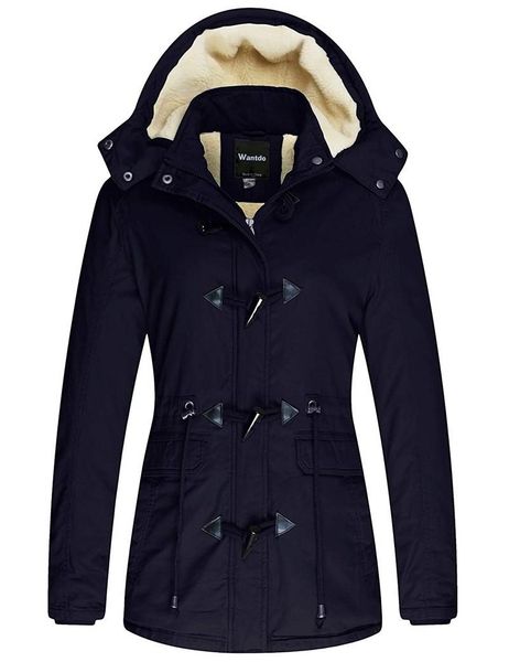

women's winter thicken jacket cotton coat with removable hood, Black