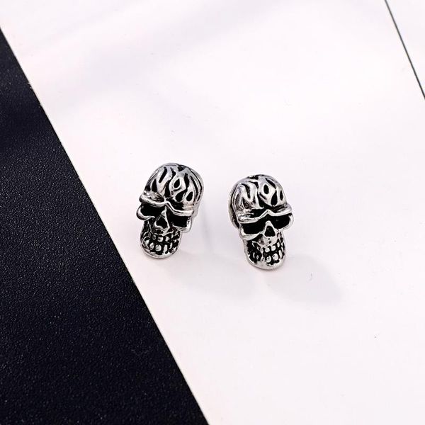 

1pair european vintage punk melly skull sted серьги для мужчин женщины готический рок прохладный металлический цвет скелет серьги ювелирные, Bronze;silver
