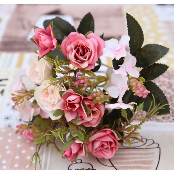

белый розовый красочный diy шелковый роза искусственный цветок высокое качество поддельные гортензия цветы для главная сад свадебный стол де