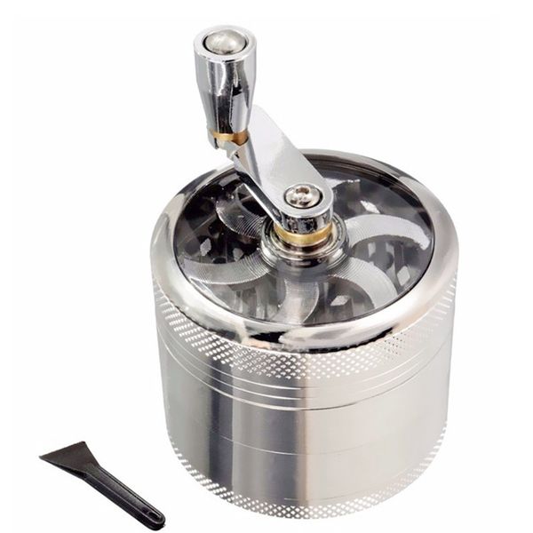 55/63mm 4 strati Herb Grinder per tabacco Spice Weeds Grass Grinder Smoke Crusher Hand Crank Muller Mill Pollinator Accessori per fumatori