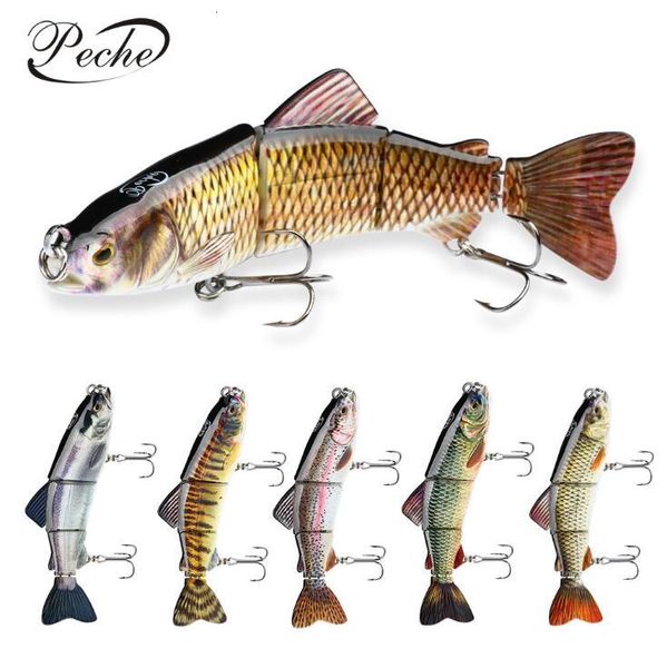 

18.3cm 78g fishing lure multi articulated 4 segements pike muskie sinking wobblers swimbait crankbait hard fish bait with two triple hook