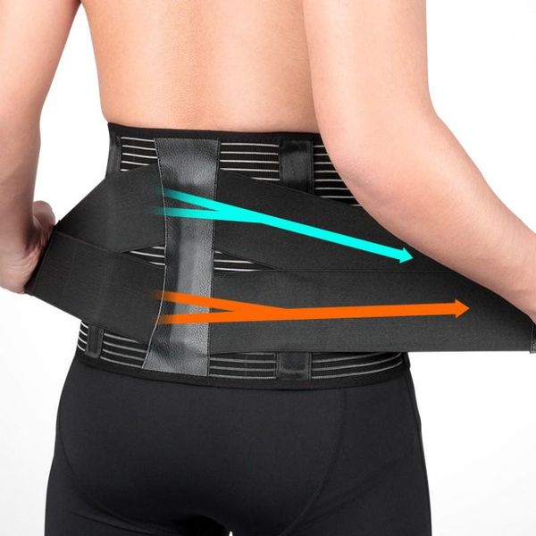 

waist support belt for women men compression lumbar wrap brace protection sport safety gym exercise fitness, Black;gray
