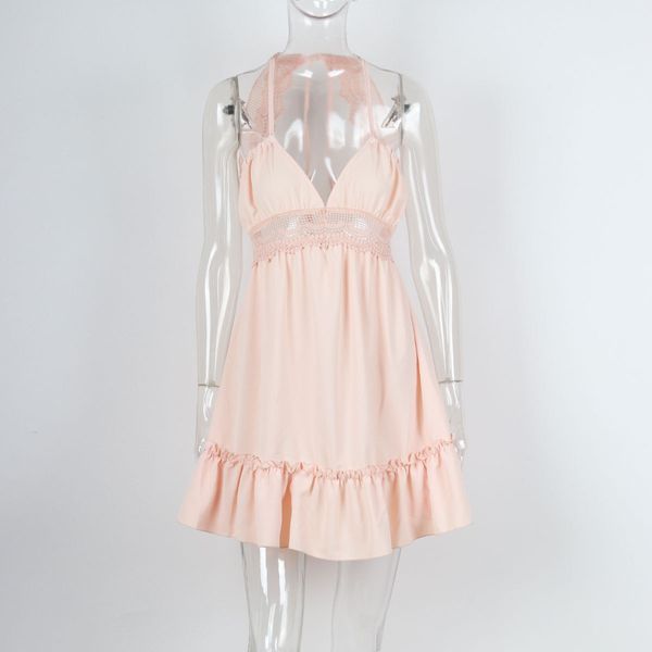 

women summer sundress backless v-neck beach dresses 2021 sleevelessmini dress backless beach dress women, Black;gray