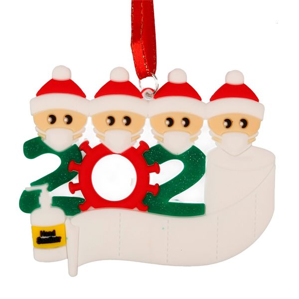 

factoryhxnd8a9mfamily 2020 christmas quarantine ornaments customized gift survivor of 2-7 hang decoration snowman pendant with face