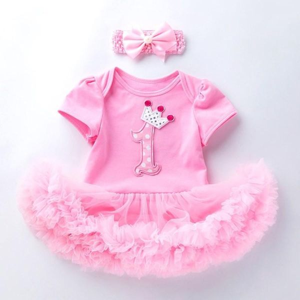 

girl's dresses one year birthday girl baby dress cotton short sleeve 2 pcs set with headband outfit clothes1, Red;yellow