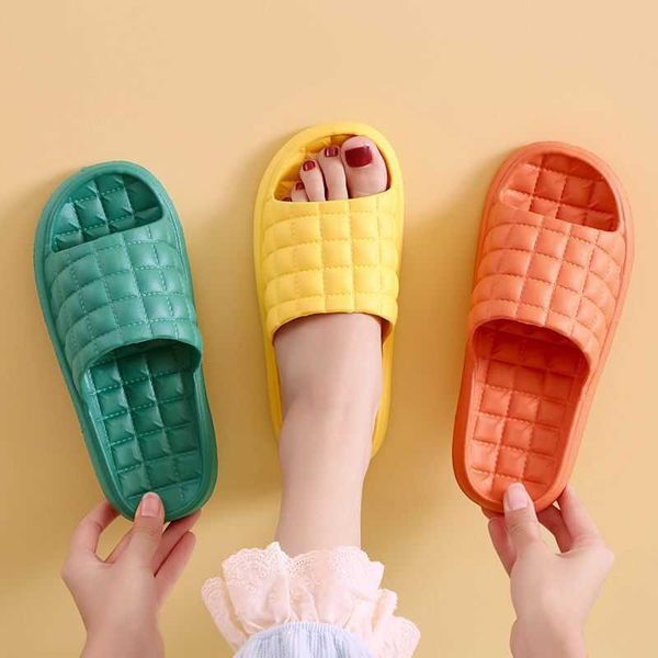 

2022 new thick bottom eva l indoor summer couple female sandals men's home slippers, Black