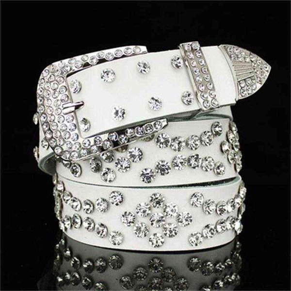 Cintura con strass stile cowboy occidentale da cowgirl Cintura con cristalli borchiati con borchie per donna Uomo Cintura in vera pelle moda Street Punk AA220312