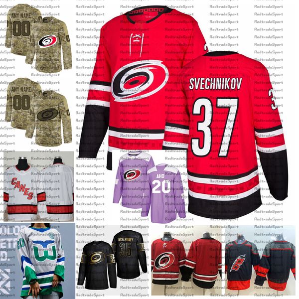 

2021 reverse retro customize #37 andrei svechnikov carolina hurricanes jerseys golden edition camo veterans day fights cancer hockey jersey, Black;red