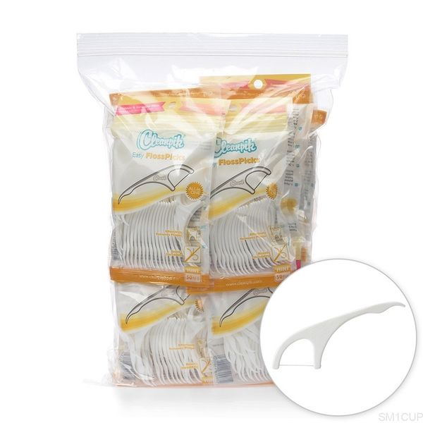 

dental flosser round solid line thin curved flat end can be used as toothpick 50 pieces/bag/set*10