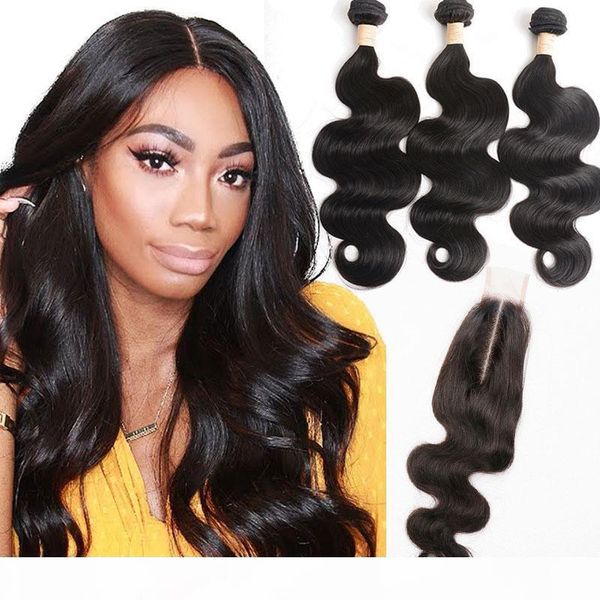 

indian virgin hair body wave bundles with 2x6 lace closure wholesale 8-30inch human hair extensions with 2*6 lace closure, Black;brown