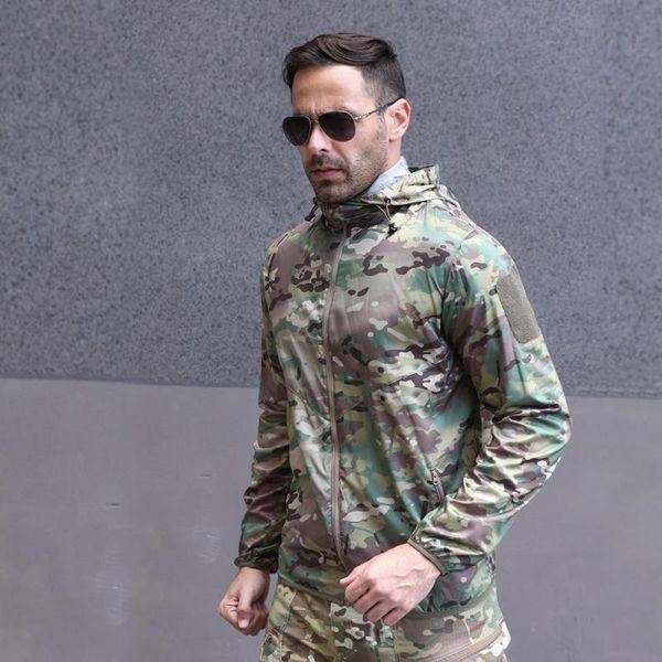 

outdoor hunting clothes tactical hooded camping jacket camouflage jungle clothing coats fishing hunting tactical windbreaker, White;black