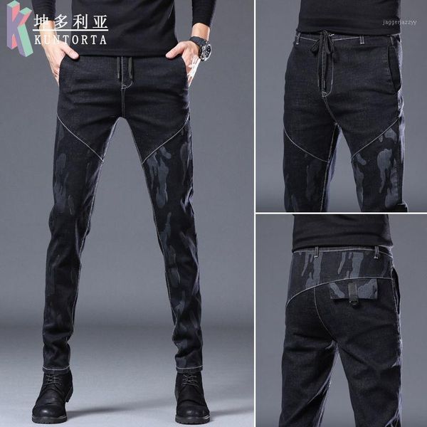 

men's jeans spring /autumn stretch men's fashion casual slim straight long pants men patchwork skinny denim for men1, Blue