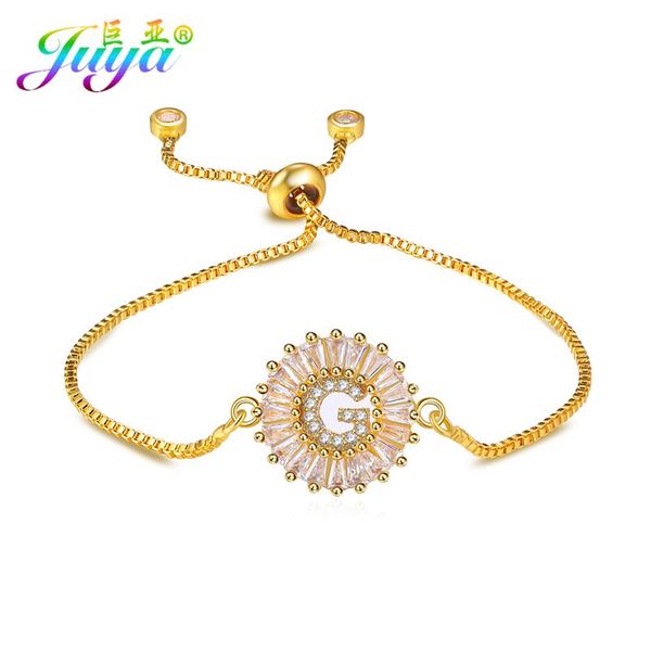 

charm bracelets fashion jewelry bracelet micro pave zircon round letter name connector charms with gold chains women band, Golden;silver