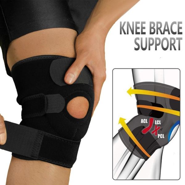 

climbing sports kneecap mountaineering knee protector adjustable kneepad elastic knee cover outdoor sports protective equipment, Black;gray