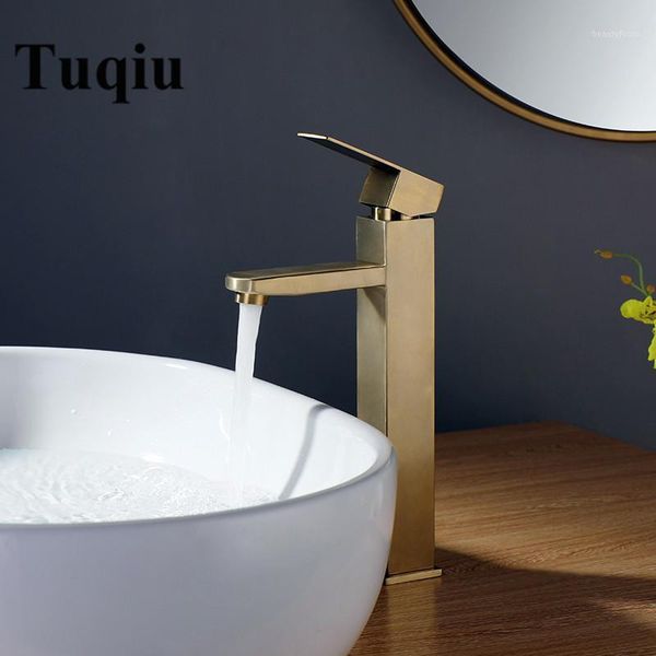 

bathroom basin faucet brushed gold bathroom tap sink mixer & cold 304 stainless steel sink faucet lavotory1