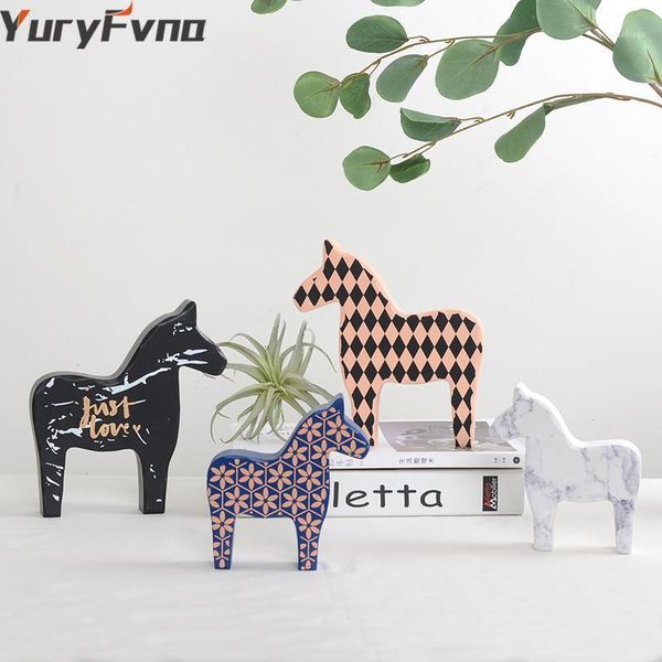 

decorative objects & figurines yuryfvna nordic style nursery decoration wooden horse figurine statue kid children's room scandinavian f